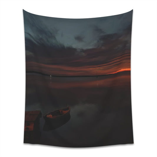 Sunset Over The Water Wall Tapestry